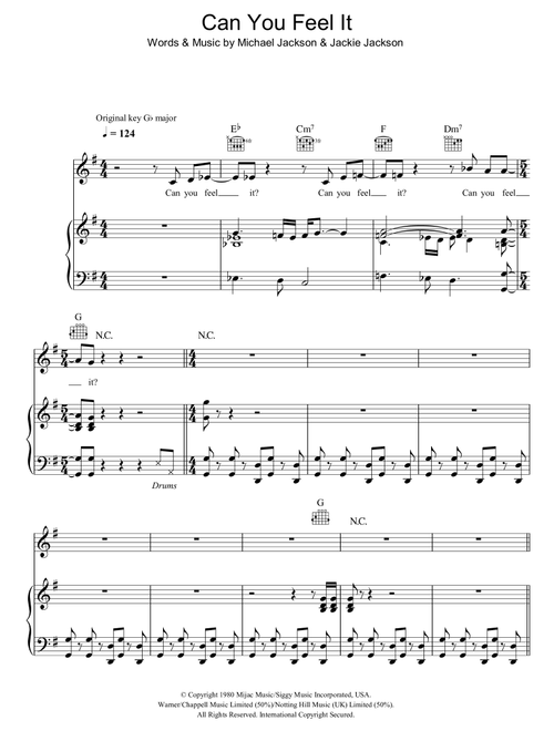 Can You Feel It - The Jackson 5, Michael Jackson (Piano-Vocal-Guitar (Piano Accompaniment))