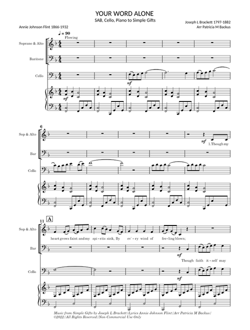 Simple Gifts – Joseph Brackett - Your Word Alone - Patricia M Backus