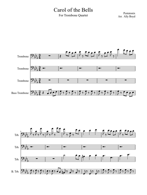 Carol of the Bells for Trombone Quartet - Pentatonix