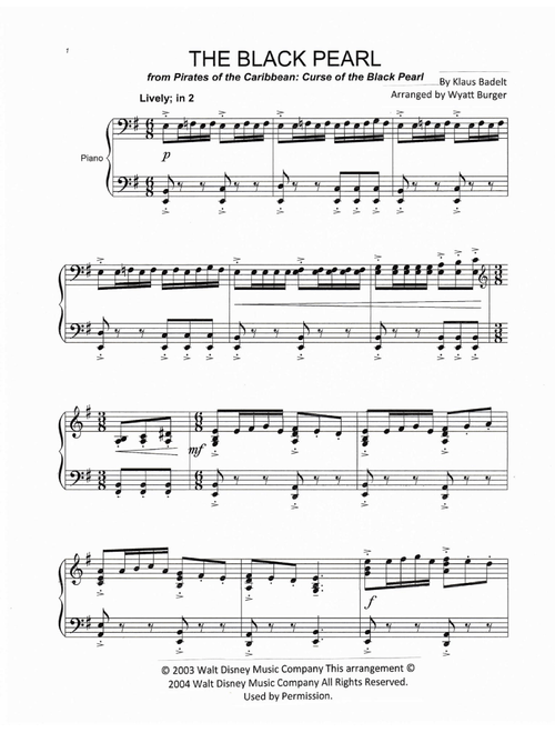 The Black Pearl (Arr. Wyatt Burger) - Klaus Badelt (Piano Solo)