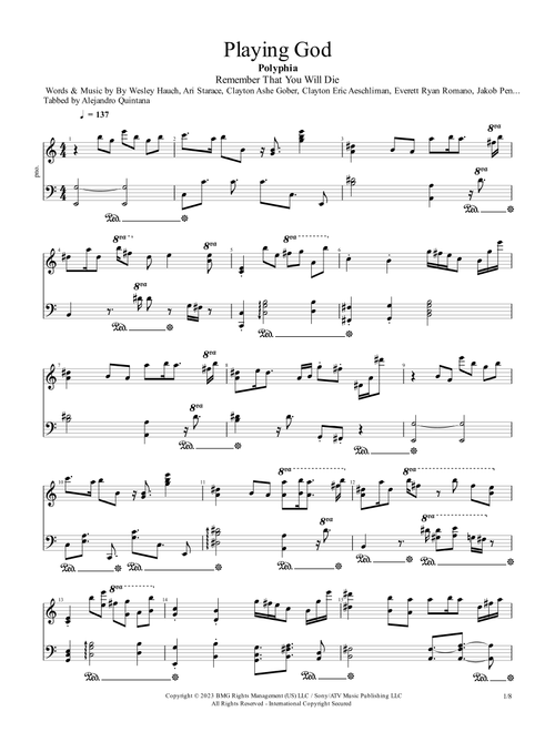 Playing God (Arr. Alejandro Quintana Ibáñez) - Polyphia (Piano Solo)