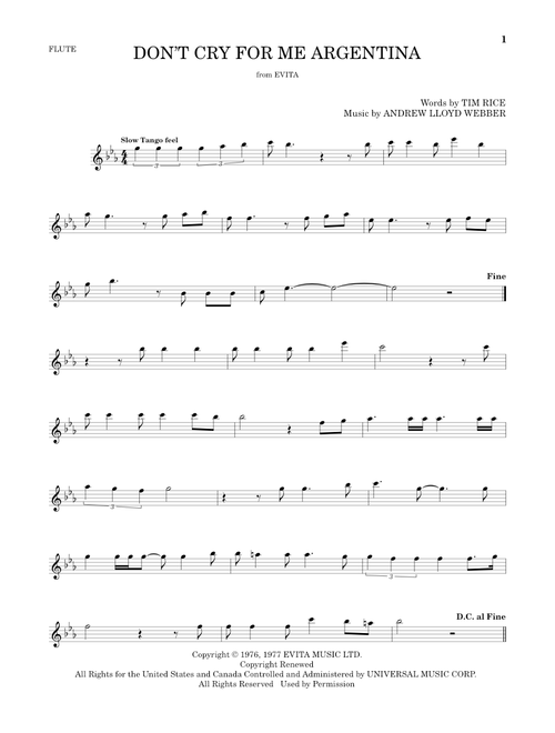 Don't Cry For Me Argentina - Madonna (Flute Solo)