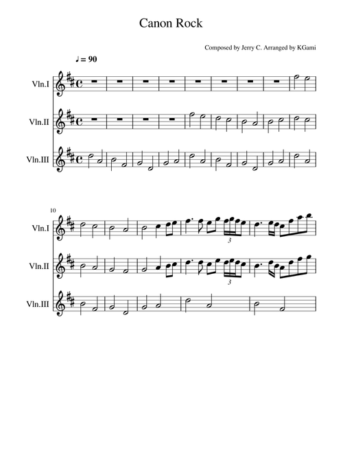 Canon Rock for Three Violins
