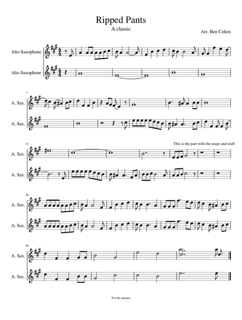 Ripped Pants From Sponge Bob ~ A. Sax Duet