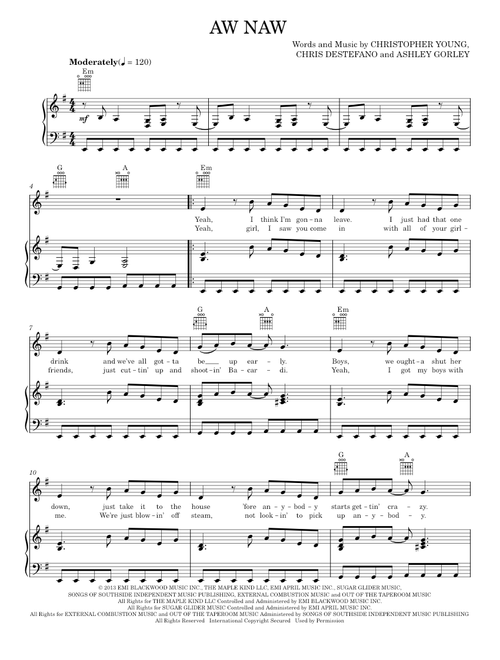 Aw naw - Chris Young (Piano-Vocal-Guitar)
