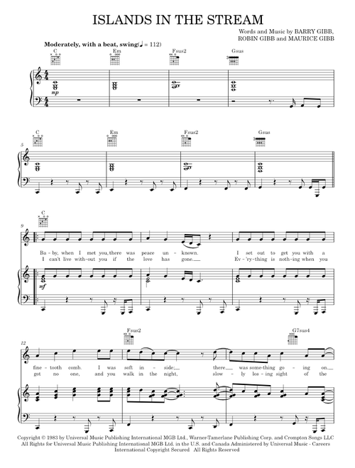 Islands In The Stream - Bee Gees (Piano-Vocal-Guitar)