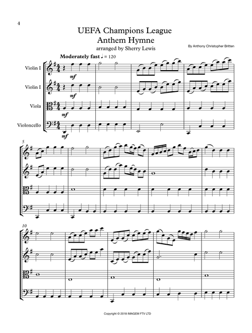 Uefa Champions League Team (Arr. Sherry Lewis) - Anthony Christopher Britten (String Quartet)
