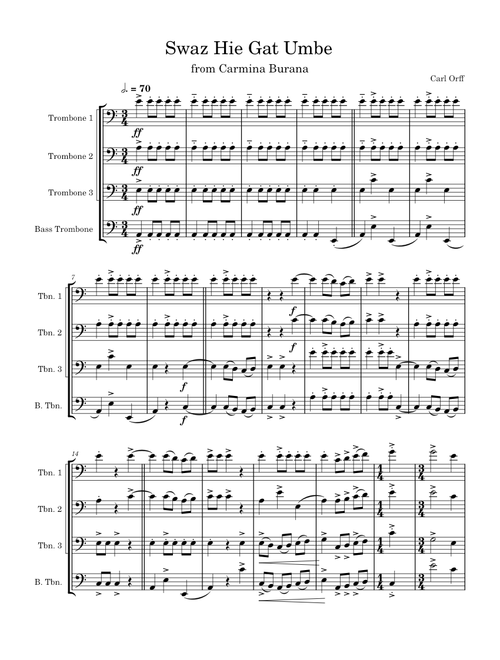 Carmina Burana - 9.2 Swaz Hie Gat Umbe - trombone quartet