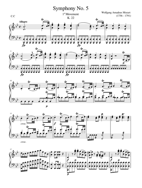 Symphony No.5, K.22 1st Movement – Wolfgang Amadeus Mozart