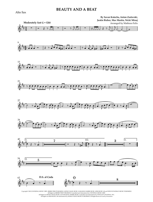 Beauty And A Beat (Arr. Matheus Felix) - Justin Bieber (Alto Sax Solo)