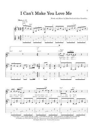 I can't make you love me Sheet Music with Chords for Soprano, Alto