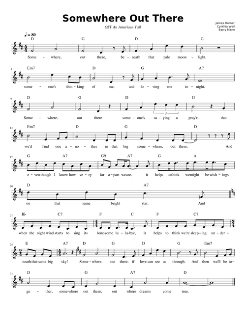 Somewhere out there – James Horner Somewhere Out There