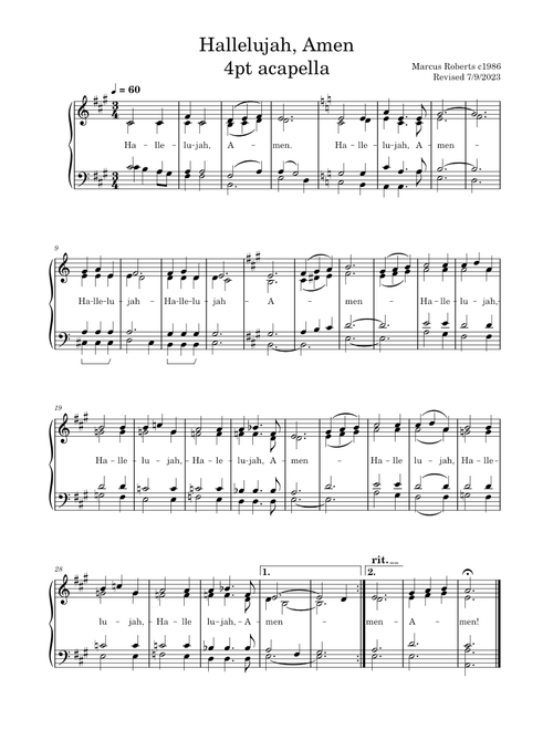 Alleluia, Amen. 4pt Acapella arrangement