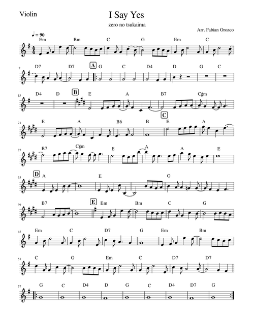 Zero No Tsukaima - I Say Yes – Misc Cartoons Zero No Tsukaima - I Say Yes Violin+Chords