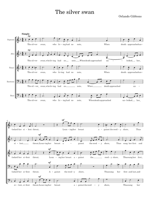 The Silver Swan - Orlando Gibbons