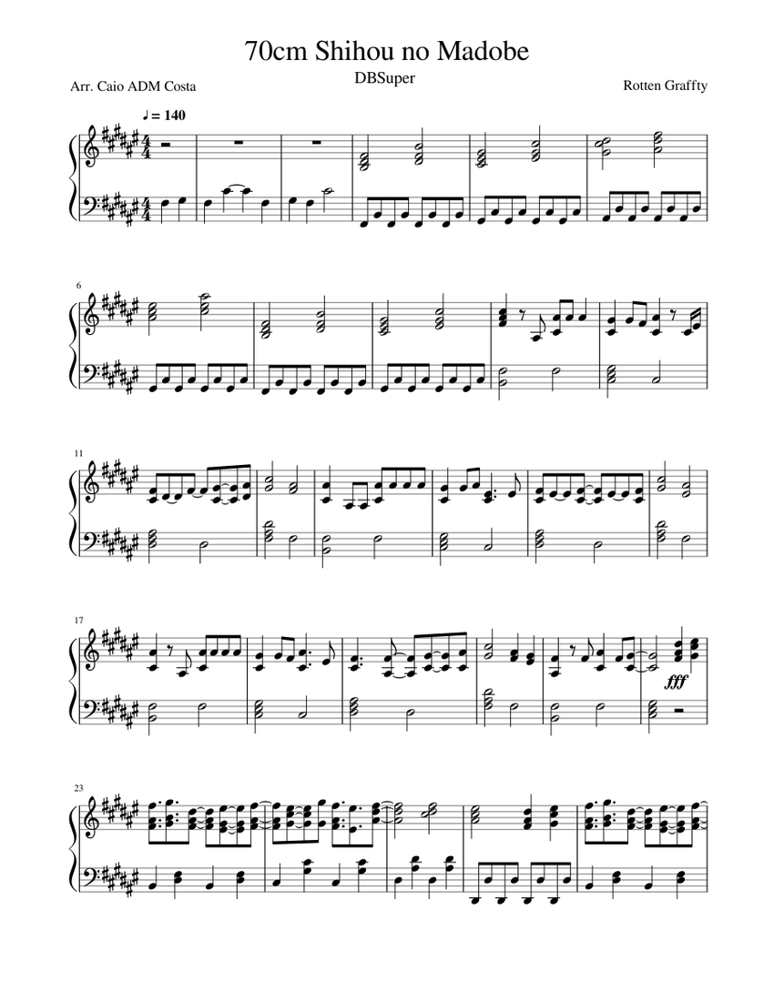 70cm Shihou no Madobe - Dragon Ball Super Sheet music for