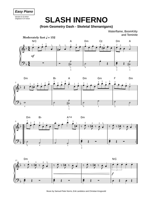 Slash Inferno - Waterflame, BoomKitty, Teminite (Piano)