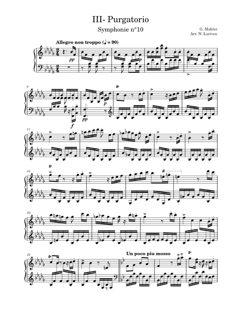 Symphony No.10 – Gustav Mahler – III, Purgatorio (Piano arr.)