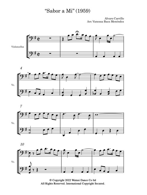 Sabor a Mi (1959) (Arr. Vanessa Baez Menendez) - Alvaro Carrillo (Cello Duet)