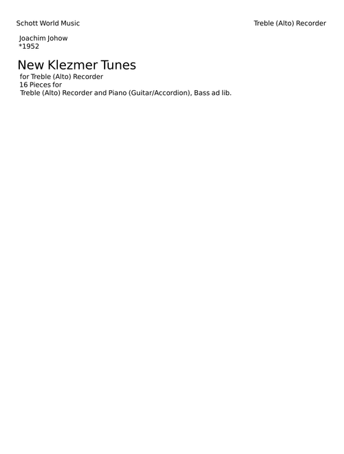 New Klezmer Tunes - Joachim Johow