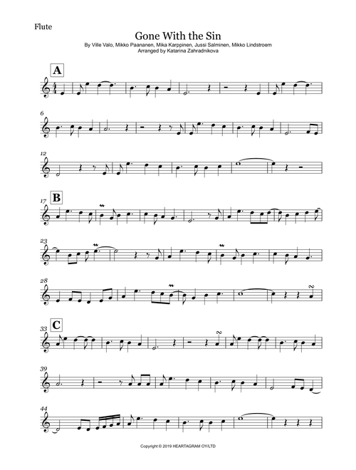 Gone With The Sin (Arr. Katarina Zahradnikova) - HIM (Flute Solo)