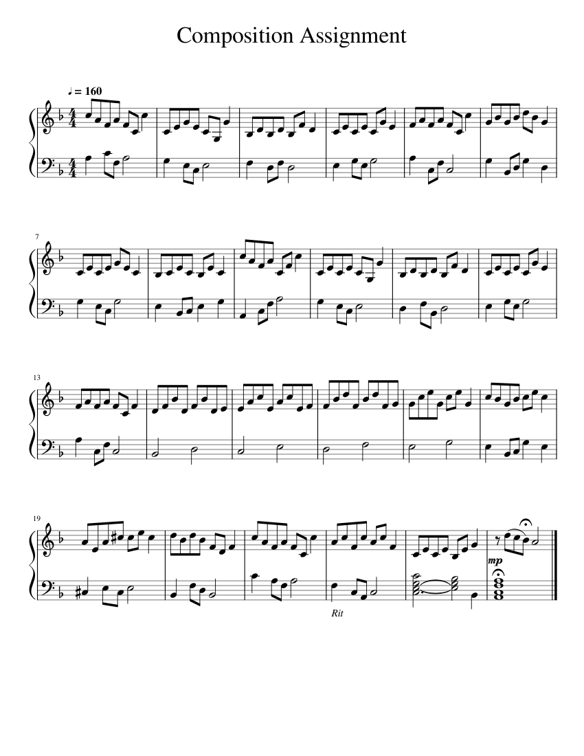 Composition Assignment Sheet music for Piano (Solo) Easy | Musescore.com