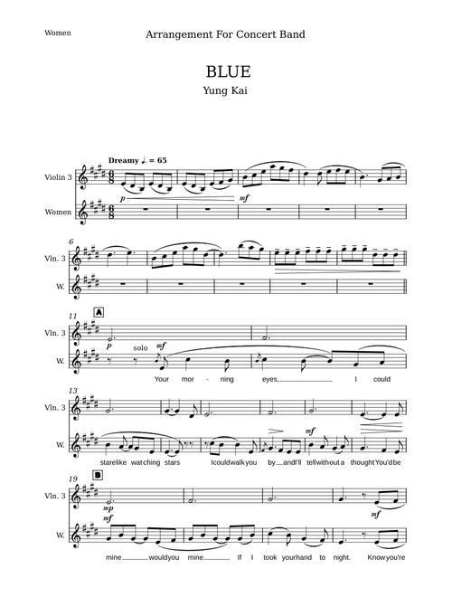 Blue - Yung Kai Score Band-Violin 3