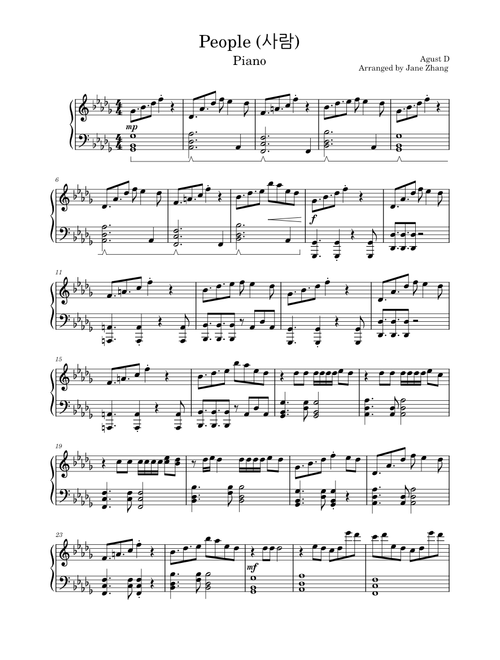 People – Agust D (Piano Solo)