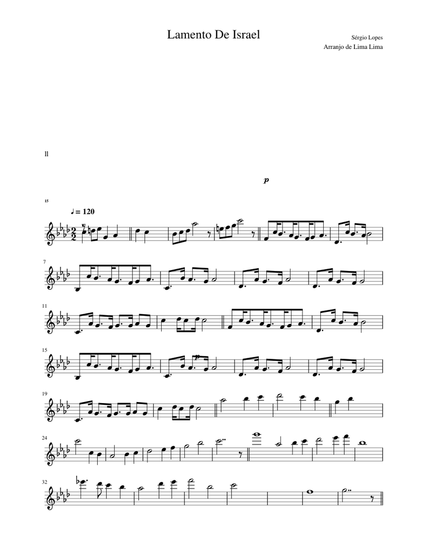 Lamento de Israel Sheet music for Vocals (Solo) Lamento de Israel Sheet music for Vocals (Solo)