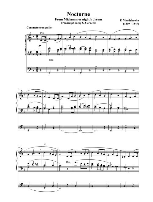 Nocturne (Arr. S. Carnelos) - F Mendelssohn (Instrumental Solo)