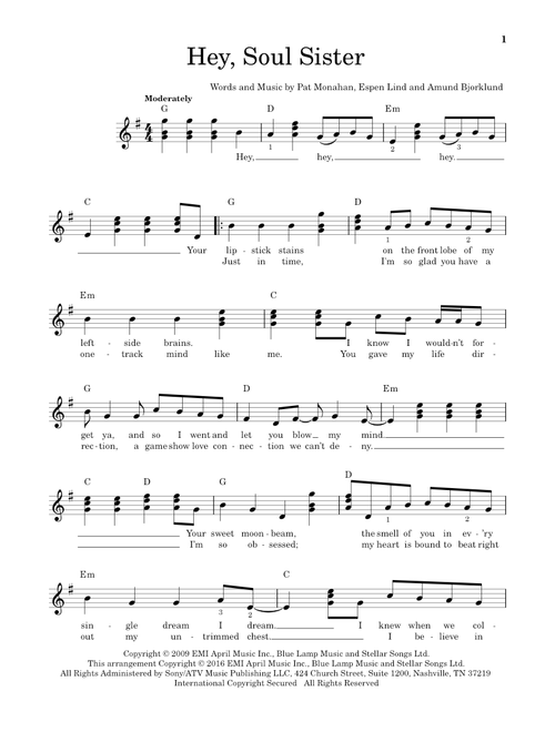 Hey, Soul Sister - Train (Easy Guitar)