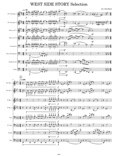 West Side Story Selections Arranged For Brass Octet