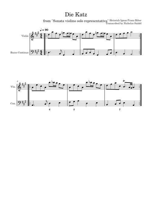 Die Katz from Sonata violino solo representativa – Heinrich Ignaz Franz von Biber