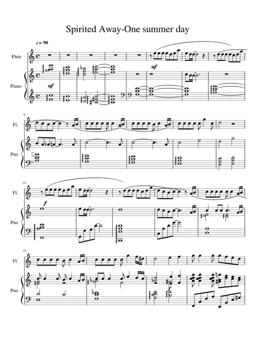 Spirited Away One Summers Day Flute and Piano