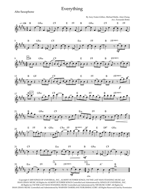 Everything (Arr. Fernando Britto) - Michael Buble (Alto Sax Solo)