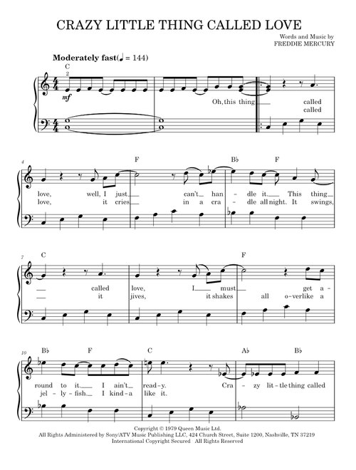 Crazy little thing called love - Queen (Easy Piano)