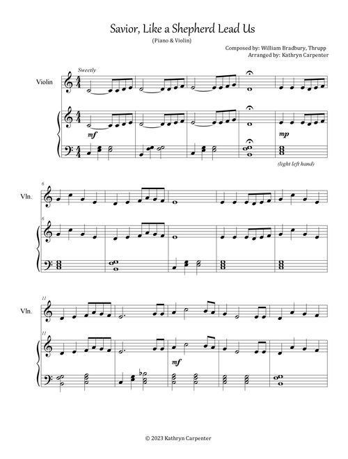 Savior, Like a Shepherd Lead Us (Arr. Kathryn Carpenter) (Violin and Piano)