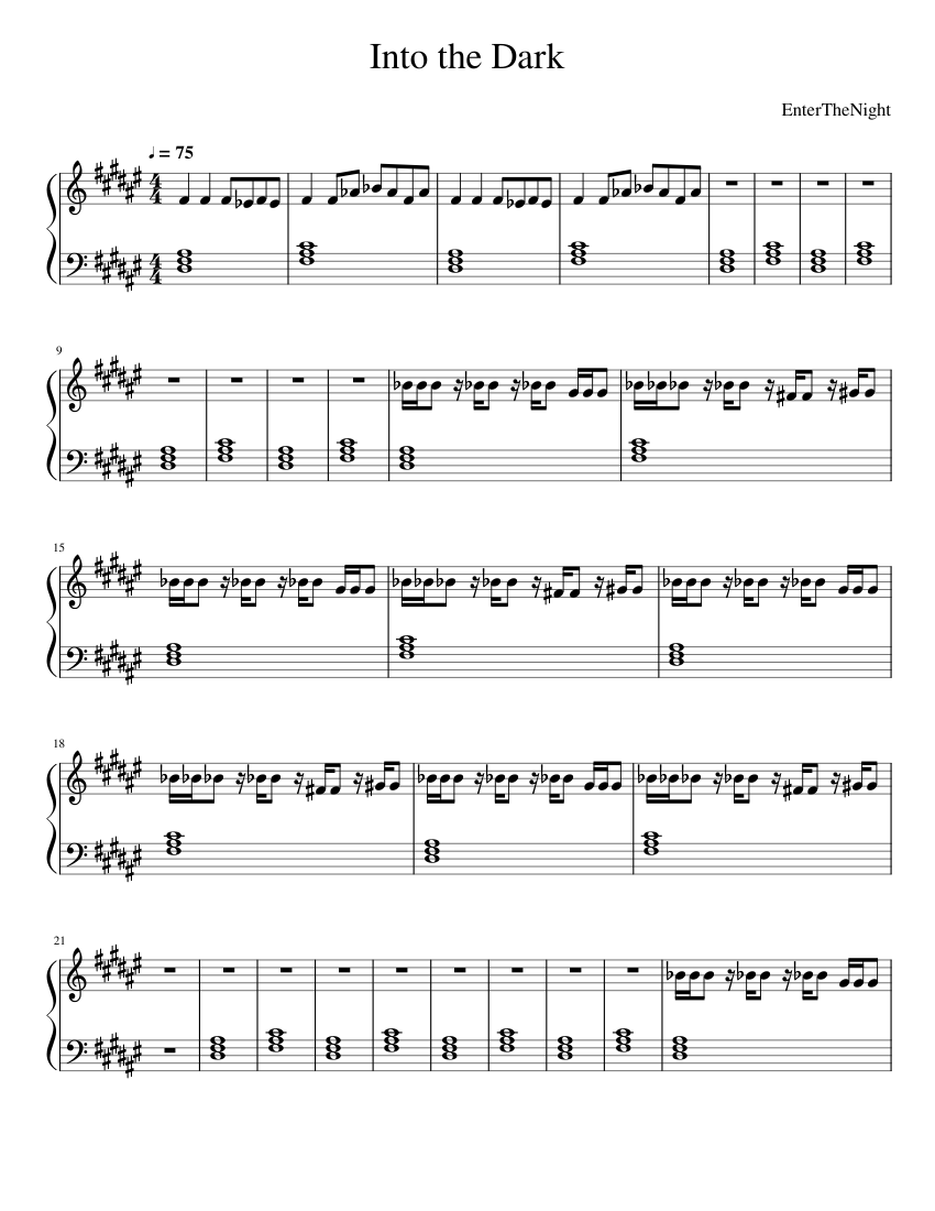 Into the Dark Sheet Music for Piano (Solo) easy | MuseScore.com