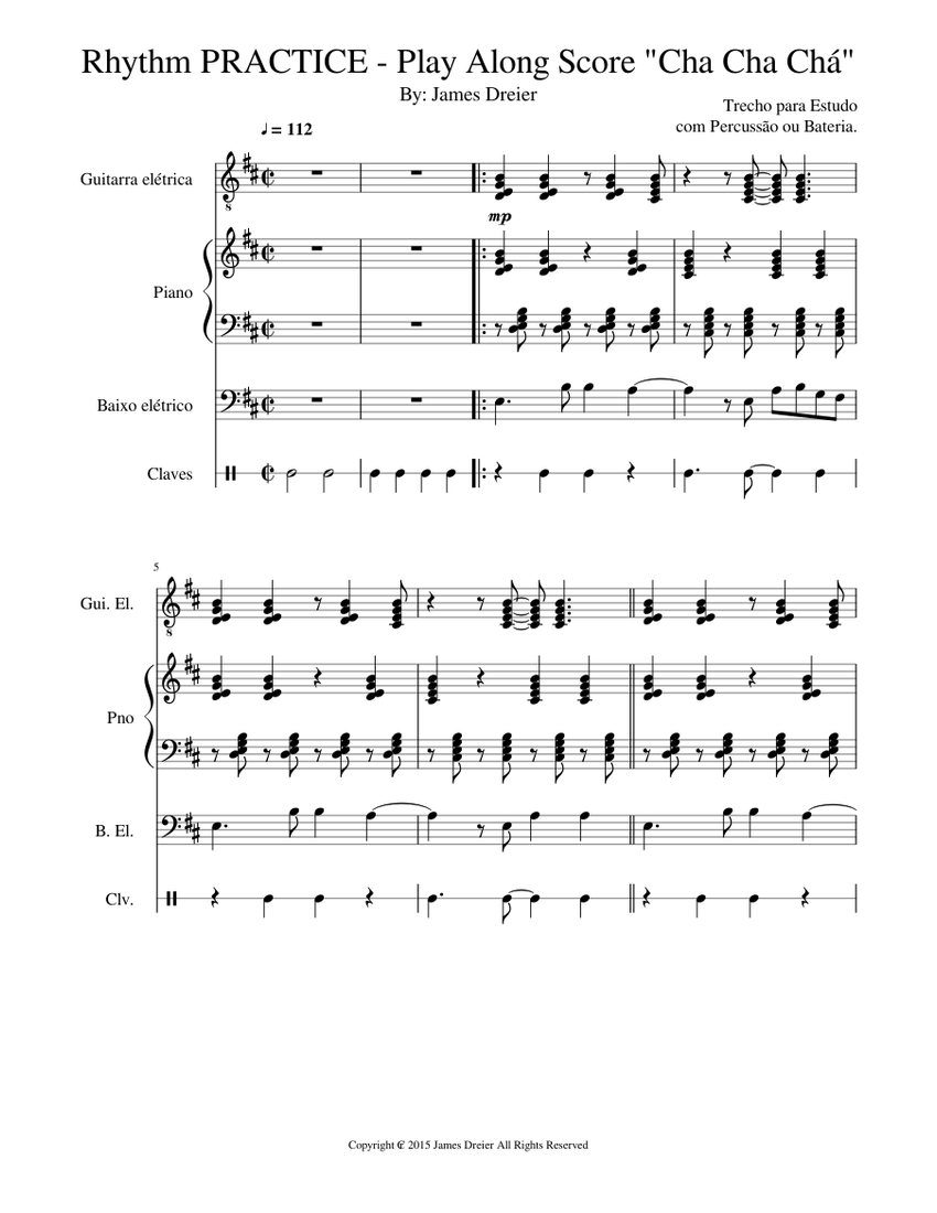 Rhythm PRACTICE - Play Along Score "Cha Cha Chá" Sheet Music for Piano ...