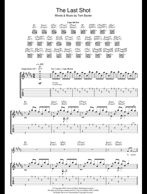 The Last Shot - Tom Baxter (Guitar Tab)