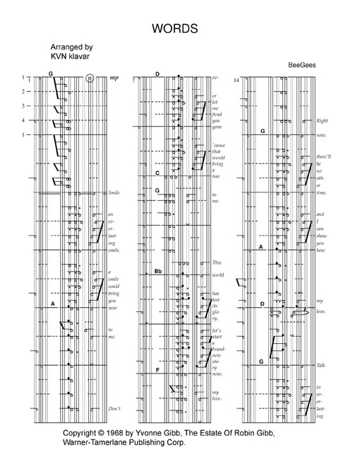 Words (Arr. KVN klavar) - Bee Gees (Piano-Vocal-Guitar (Piano Accompaniment))