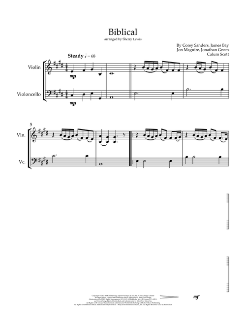 Biblical (Arr. Sherry Lewis) - Calum Scott (Instrumental Duet)
