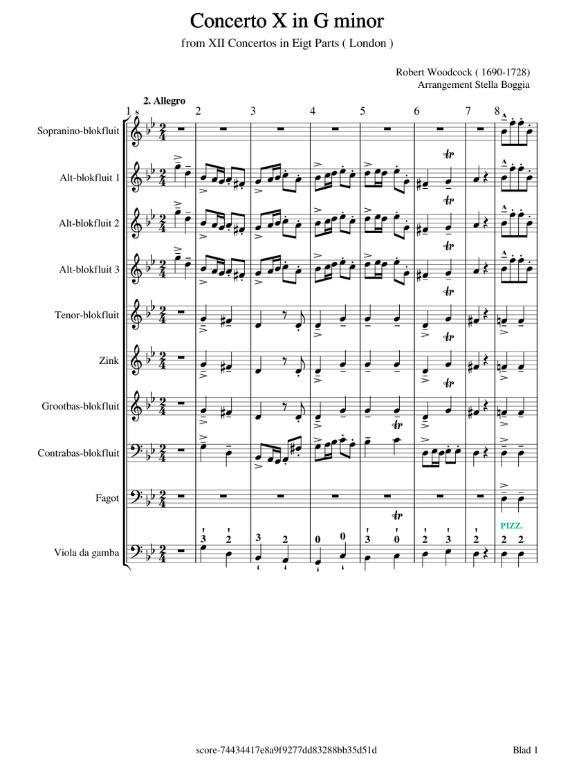 Concerto X in G minor Robert Woodcock Sheet music for Bassoon, Cello