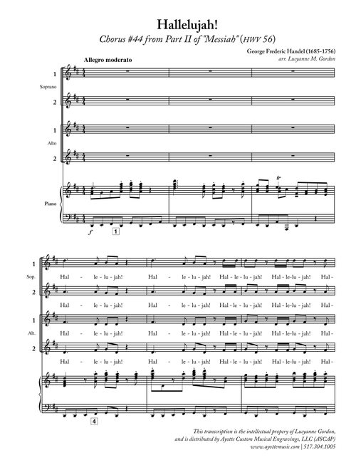Hallelujah Chorus from Messiah for Women's Chorus (Arr. Lucyanne Georger Gordon) - George Frederic Handel (Choral, SSA)
