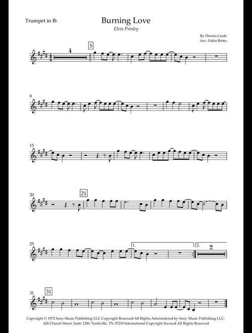 Burning Love (Arr. Fabio Britto) - Elvis Presley (Trumpet Solo)