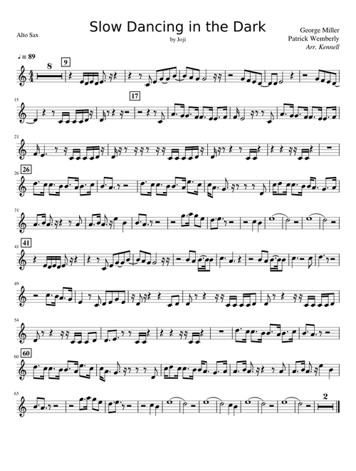 Slow Dancing in the Dark (Alto Sax Arrangement)