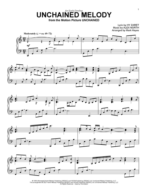 Unchained Melody (from Unchained) (arr. Mark Hayes) - The Righteous Brothers (Piano Solo)