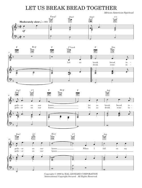 Let Us Break Bread Together - Traditional Spiritual (Piano-Vocal-Guitar)