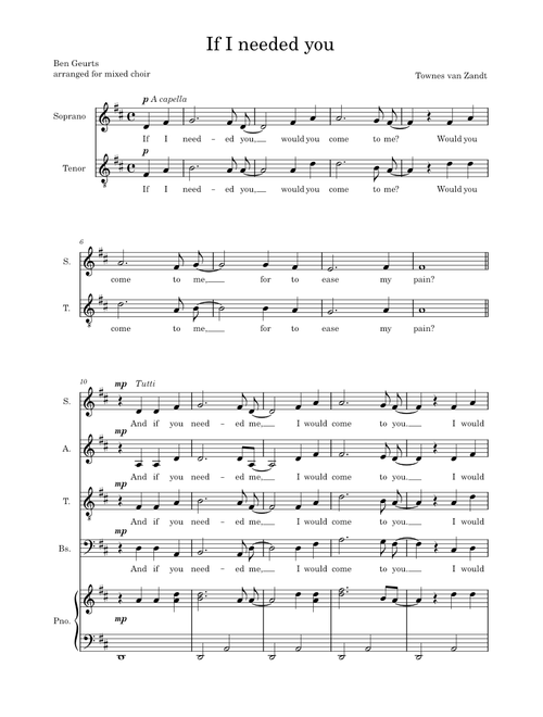 If I needed you - SATB and piano