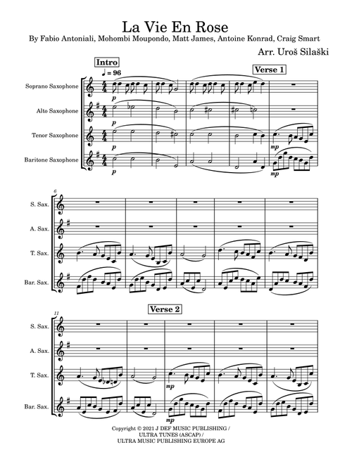 La Vie En Rose (Arr. Uros Silaski) - Dj Antoine (Woodwind Ensemble)
